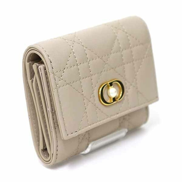 DIOR Beige Lambskin Leather Wallet - Picture 5 of 6